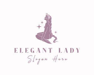 Flower Headpiece Naked Lady logo design