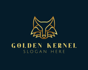 Golden Abstract Fox logo design