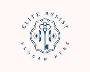 Floral Key Locksmith logo design