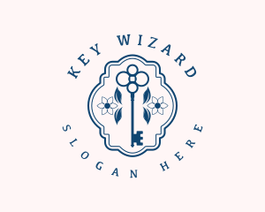 Floral Key Locksmith logo design