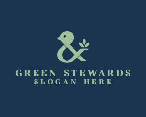 Green Ampersand Bird logo design