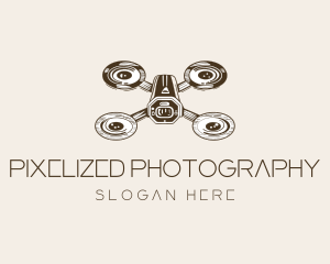 Vintage Drone Quadcopter logo design