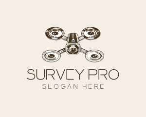 Vintage Drone Quadcopter logo design