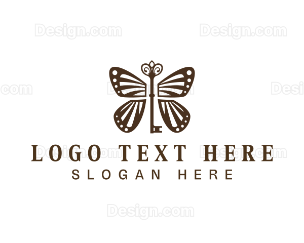 Elegant Key Butterfly Logo