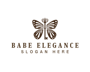 Elegant Key Butterfly  logo design