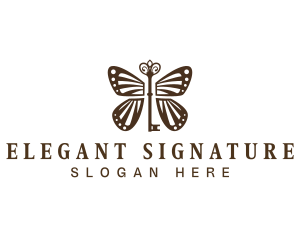 Elegant Key Butterfly  logo design