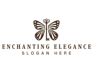 Elegant Key Butterfly  logo design