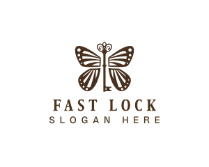 Elegant Key Butterfly  logo design