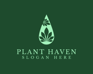 Marijuana Plant Droplet  logo design