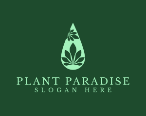 Marijuana Plant Droplet  logo design