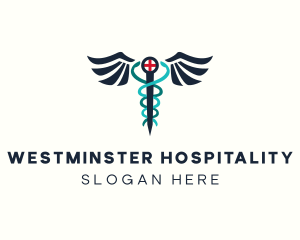 Caduceus Staff Hospital logo design