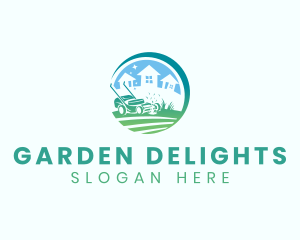 Home Lawn Mower Garden logo design