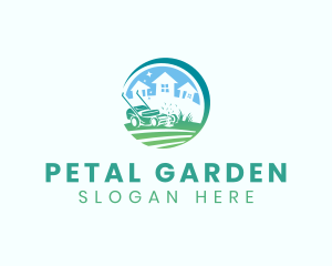 Home Lawn Mower Garden logo design