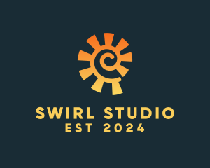 Swirl Sunray Power Plant  logo design