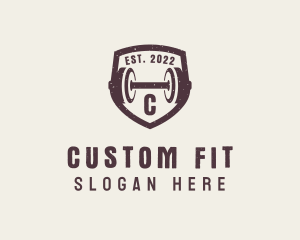 Fitness Dumbbell Shield logo design