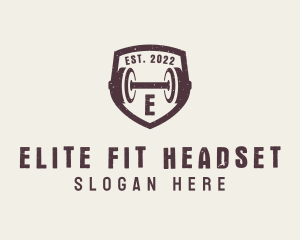 Fitness Dumbbell Shield logo design