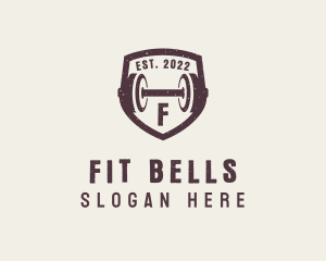 Fitness Dumbbell Shield logo design