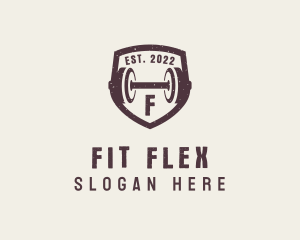 Fitness Dumbbell Shield logo design