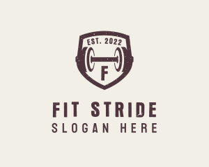 Fitness Dumbbell Shield logo design