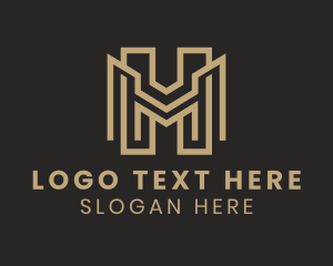 Geometric Monogram Letter MH logo
