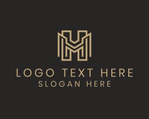 Geometric Monogram Letter MH logo