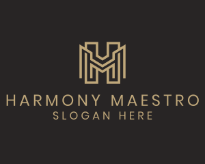 Geometric Monogram Letter MH logo design