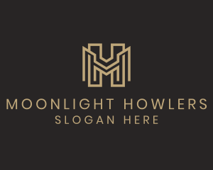 Geometric Monogram Letter MH logo design