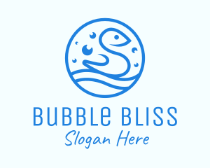 Blue Bubbly Bird logo design