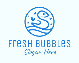 Blue Bubbly Bird logo design