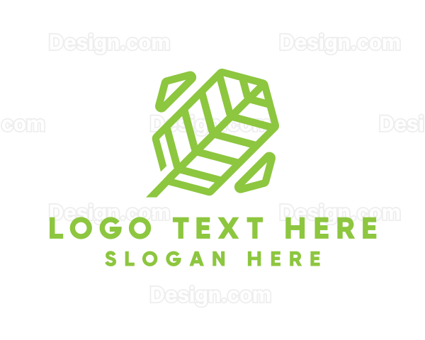 Green Geometric Leaf Logo