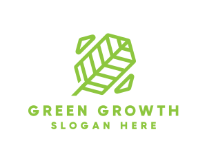 Green Geometric Leaf logo design