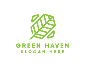 Green Geometric Leaf logo design