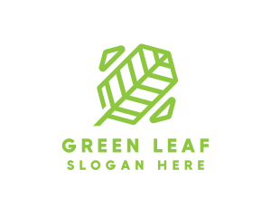 Green Geometric Leaf logo design