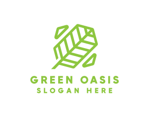 Green Geometric Leaf logo design