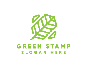 Green Geometric Leaf logo design