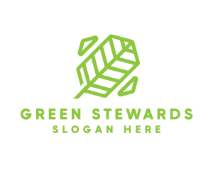 Green Geometric Leaf logo design