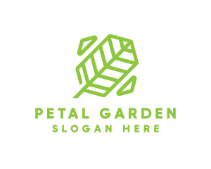 Green Geometric Leaf logo design