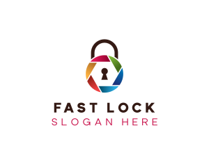 Camera Shutter Padlock logo design