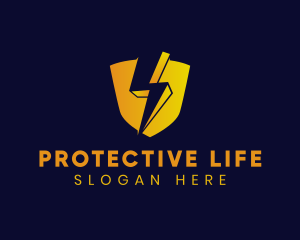 Shield Power Lightning logo design