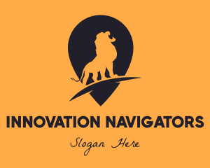 Lion Location Pin logo design