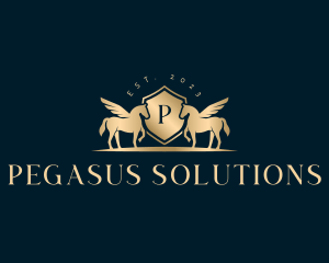 Pegasus Crest Shield logo design