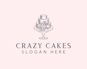 Floral Wedding Cake logo design