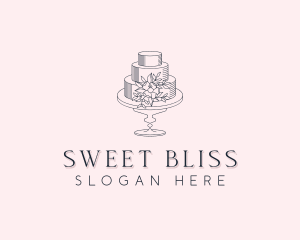 Floral Wedding Cake logo design