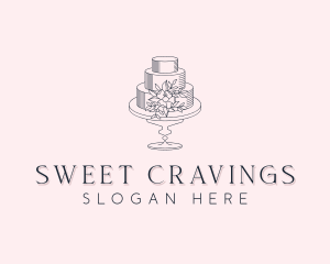 Floral Wedding Cake logo design