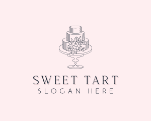 Floral Wedding Cake logo design