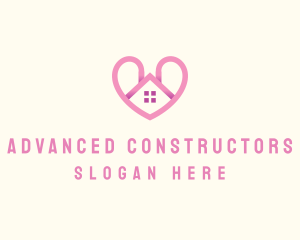 Pink Love Heart Home logo design