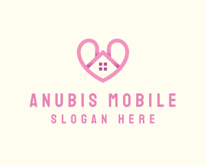 Pink Love Heart Home logo design