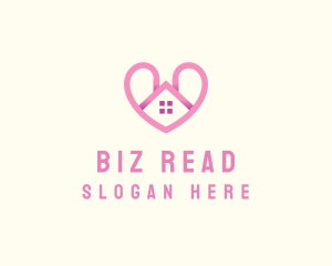 Pink Love Heart Home logo design