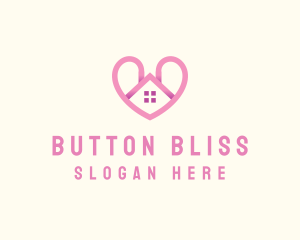 Pink Love Heart Home logo design