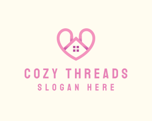 Pink Love Heart Home logo design